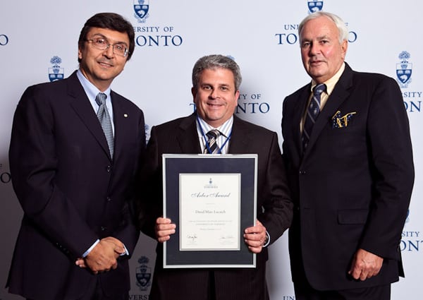 Intertainment Media's David Lucatch (center) receives the University of Toronto's 2010 Arbor Award.