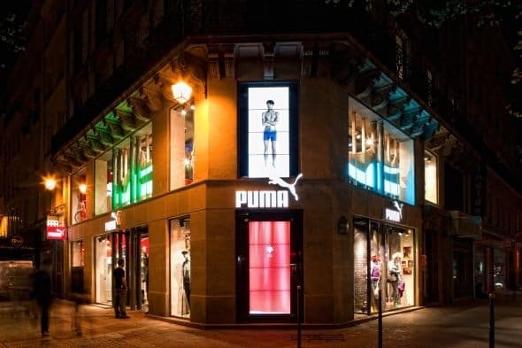 The Puma concept store in Paris. Puma tapped Toronto's Mood Media to deploy a digital signage network that consisted of four video walls.