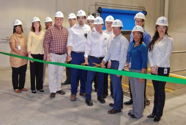 The ribbon cutting ceremony at the Archer Daniels Midland Clarisoy plant in Decatur, Illinois.