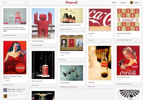 Coca-Cola on Pinterest. 38% of people who have liked, shared or commented on a product on Facebook have gone on to buy the product. And 43% of people who have favourited or shared a product on any social media platform ultimately purchased it.