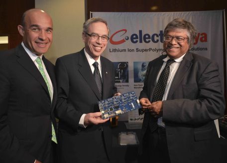 Canadian Resource Minister Joe Oliver and Jim Balsillie, who was recently named Chair of the Board of Directors of Sustainable Development Technology Canada with Electrovaya CEO, Dr. Sankar Das Gupta