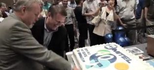 Mitel co-founder Terry Matthews and CEO rich McBee celebrates the Ottawa-based company's 40th birthday in 2012.