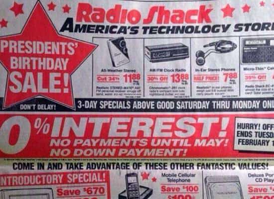 Radio Shack flyer 1991