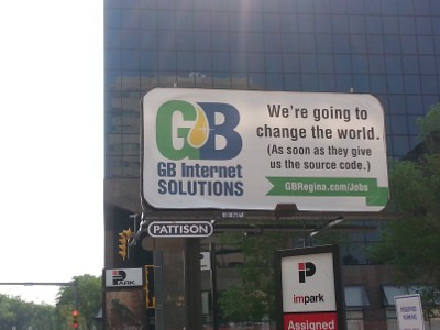One of GasBuddy's billboards in downtown Regina.