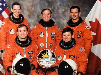 NASA Crew James Halsell, Kenneth Cameron, William McArthur, Jerry Ross, and Chris Hadfield in 1995