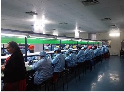 The assembly line at DataWind's Amristsar facility (Source: Haywood Securities). 