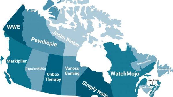 most popular YouTube channels by province