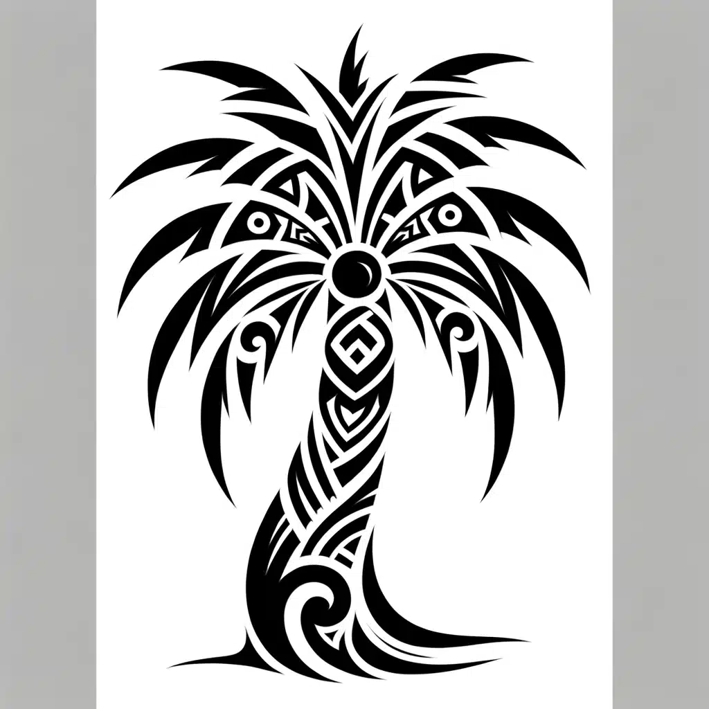 A tribal Palm Tree tattoo design